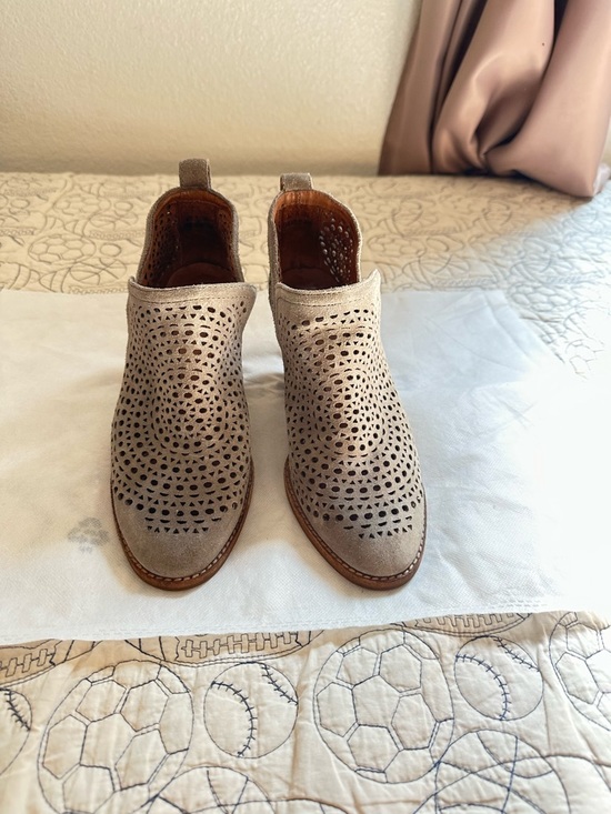 Jeffrey Campbell Shoes - Jeffrey Campbell Taupe Laser-Cut Suede Ankle Booties